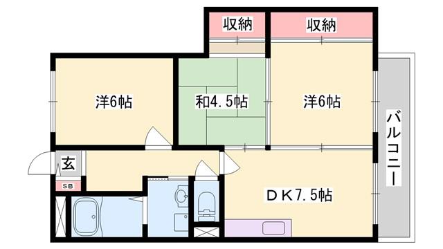 メゾン北山(3DK/2階)の間取り写真