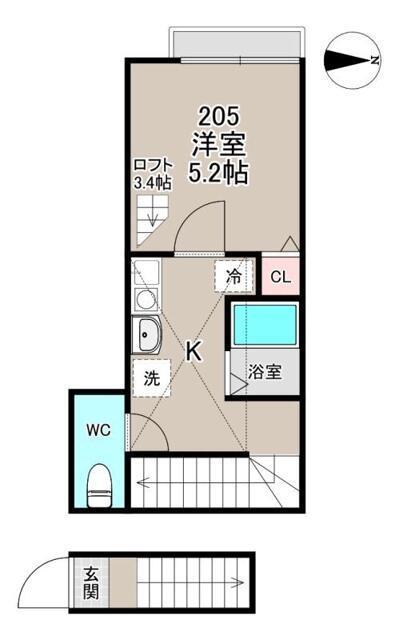 ASCOT蒲田(1K/2階)の間取り写真