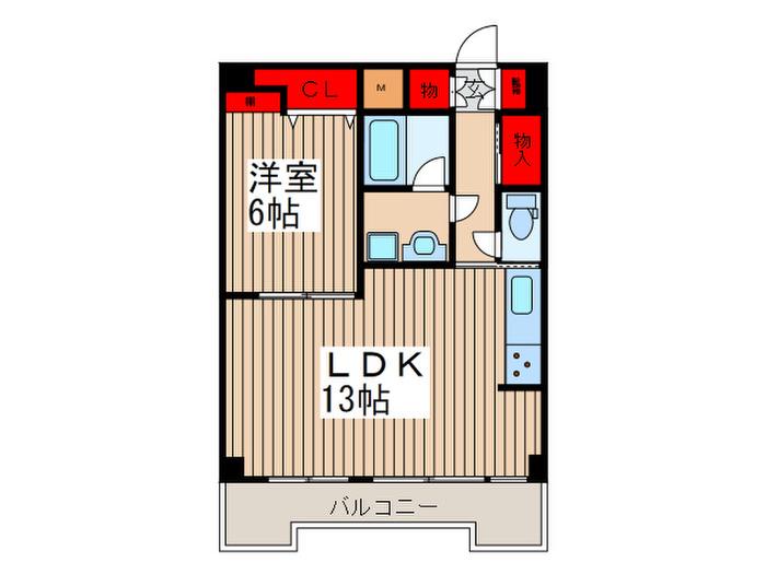 アパートメントウィステリア(1LDK/5階)の間取り写真