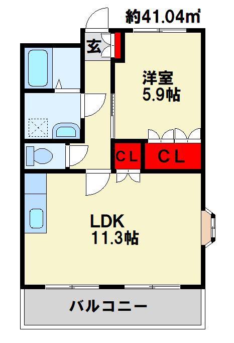 グランドソレーユ(1LDK/2階)の間取り写真