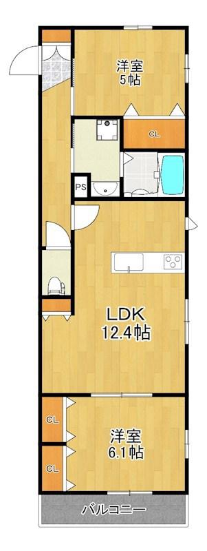 メゾンヴェール宮前(2LDK/1階)の間取り写真