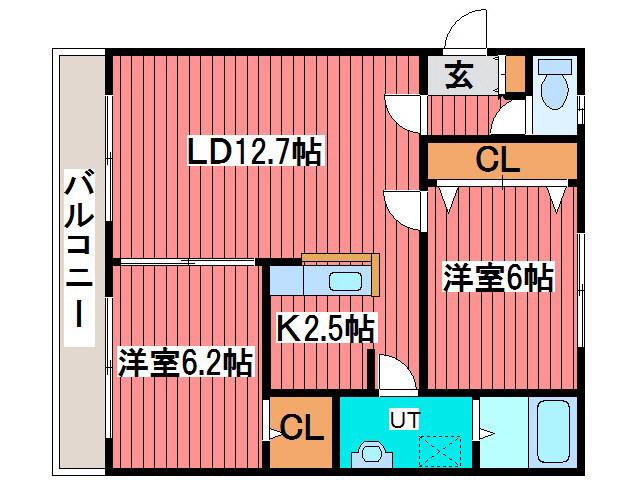 香風館壱番館(2LDK/2階)の間取り写真