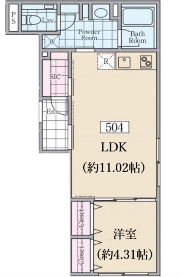 REVE RESIDENCE 駒込(1LDK/5階)の間取り写真