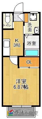 サンテラス(1K/2階)の間取り写真