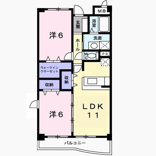 ラ・コモード(2LDK/1階)の間取り写真