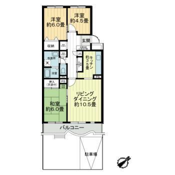 テレパレス日限山(3LDK/1階)の間取り写真