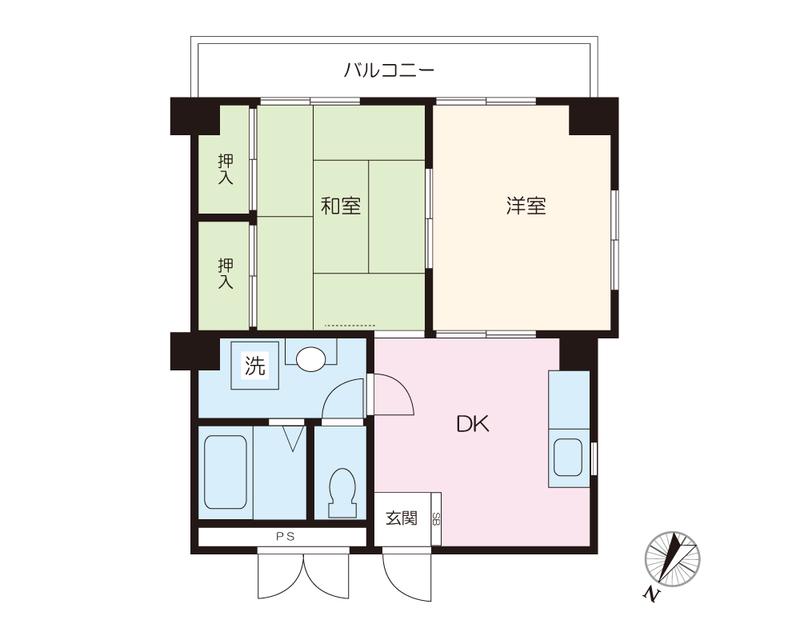 レイハウス横濱鶴見1(2DK/5階)の間取り写真