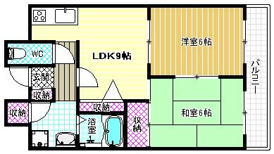 オーク国分(2DK/2階)の間取り写真