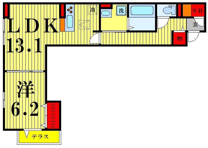 ラウレア六町(1LDK/2階)の間取り写真