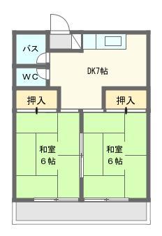 コーポ浜金(2DK/2階)の間取り写真