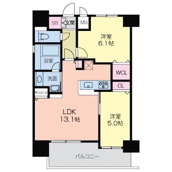 グラマシー京橋(2LDK/12階)の間取り写真