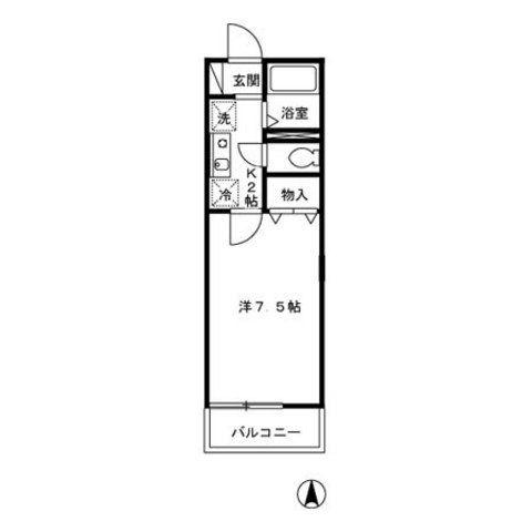 ウィズ中村橋 I(1K/2階)の間取り写真