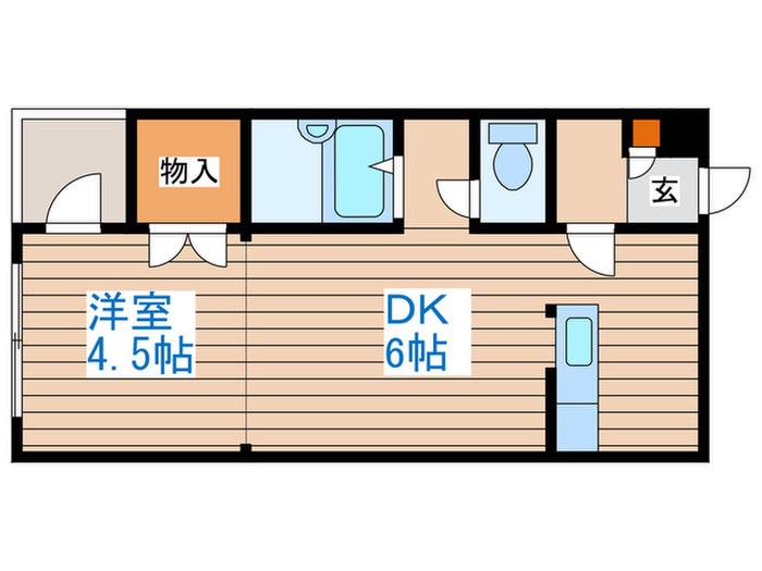 パークサイドクリスタル(1DK/4階)の間取り写真