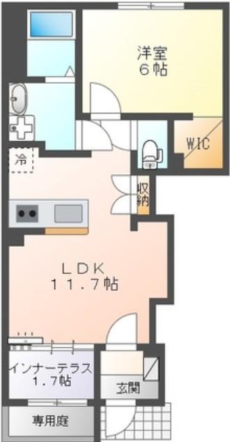 NUVOLA・IRIDE(1LDK/1階)の間取り写真
