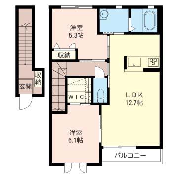 セレッソヒルVI(2LDK/2階)の間取り写真