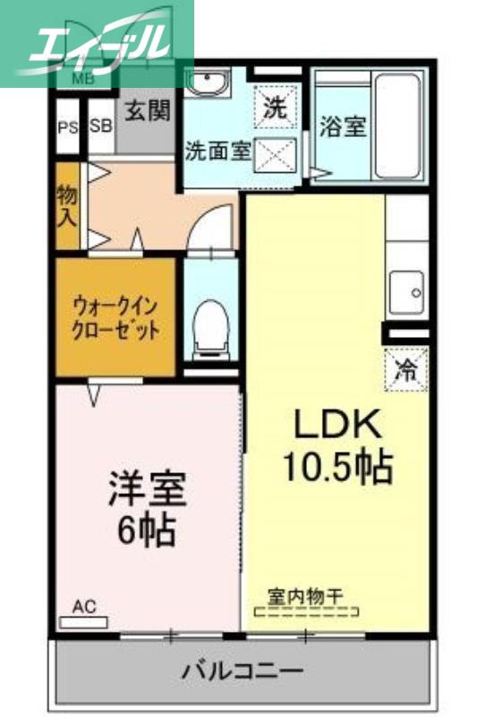エスポワール青江(1LDK/2階)の間取り写真