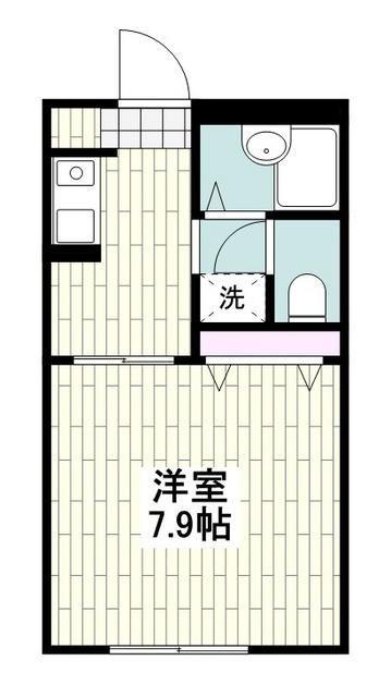 パークサイドテラス(1K/2階)の間取り写真