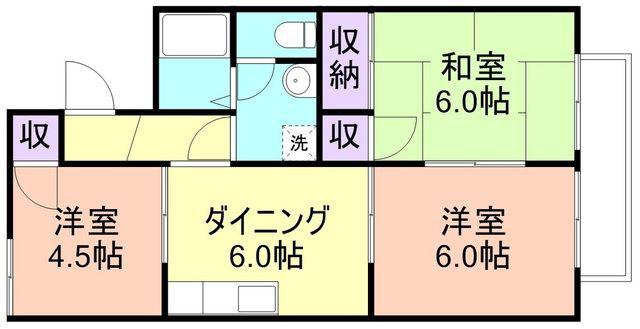 セジュールヒガシII(3DK/2階)の間取り写真