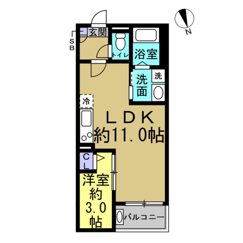 JACK KOIEHOMMACHII(1LDK/2階)の間取り写真