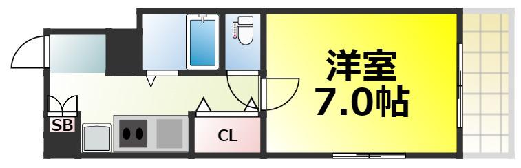 URO大国町(1K/6階)の間取り写真