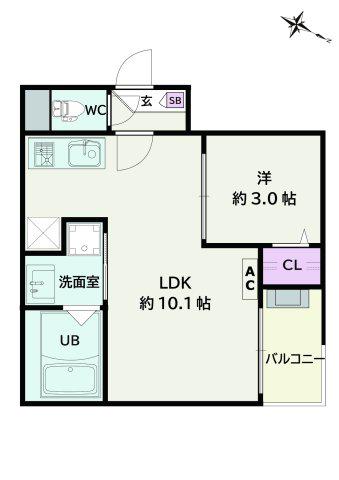 JACK UNOKIII(1LDK/1階)の間取り写真