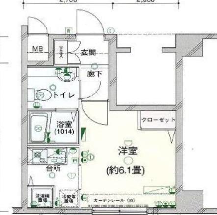 OLIO神田(1K/6階)の間取り写真