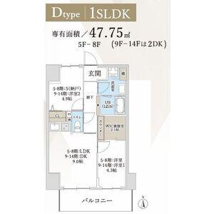 ハイラインV(1SLDK/7階)の間取り写真