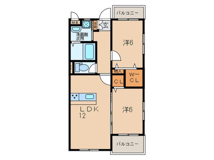 エルティアラ上富野(2LDK/3階)の間取り写真