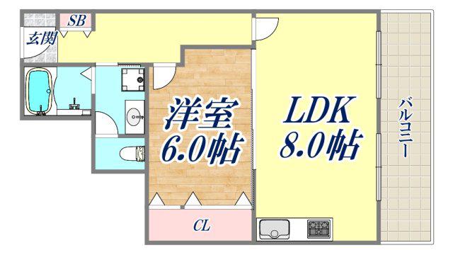 六甲ビル(1LDK/3階)の間取り写真