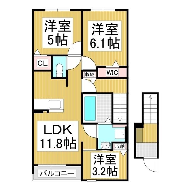 プラッツ・ルーエ(3LDK/2階)の間取り写真