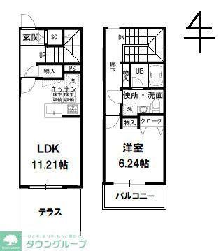 ADORABLE樹(1LDK/1階)の間取り写真