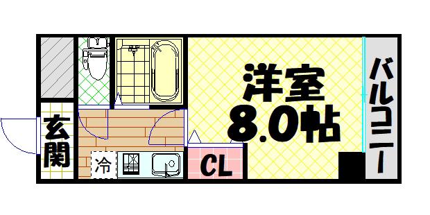 センユー四ツ橋(1K/3階)の間取り写真