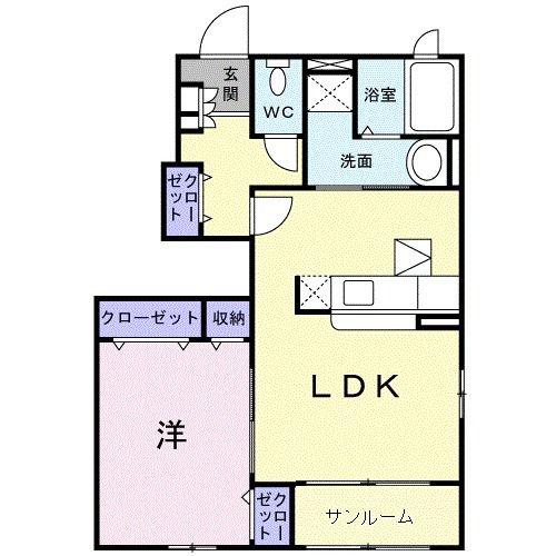 フロレスタ(1LDK/1階)の間取り写真