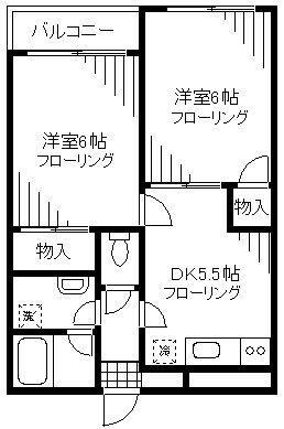 モンシャト高円寺(2DK/1階)の間取り写真