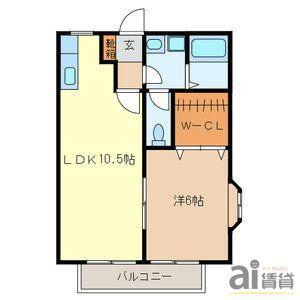 リリーガーデン(1LDK/2階)の間取り写真