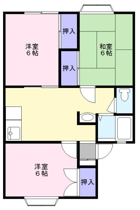 ベルコート白山B(3DK/1階)の間取り写真