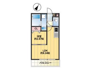 博多区空港前2丁目AP(1LDK/1階)の間取り写真