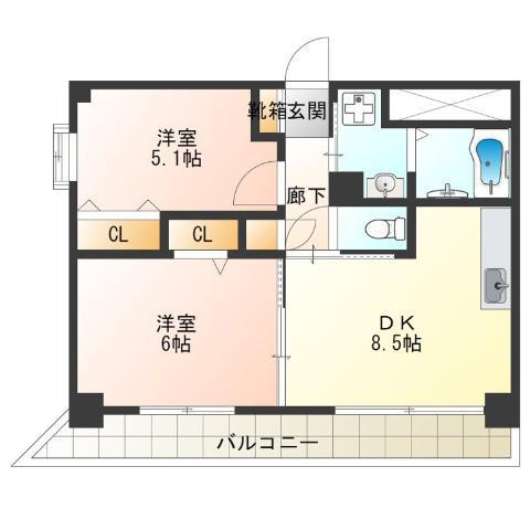 アクセス(2LDK/2階)の間取り写真