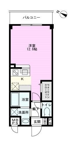 エスポワ(ワンルーム/2階)の間取り写真
