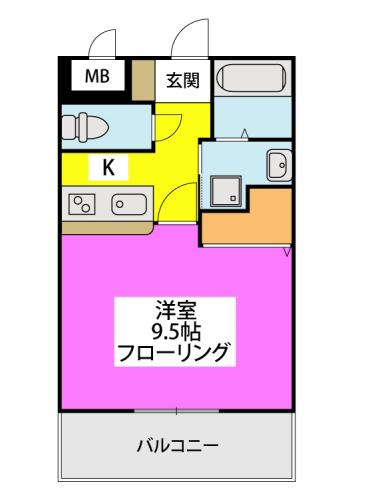 オルレアン友泉亭(1K/2階)の間取り写真