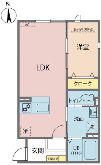 ルージュロワイヤル(1LDK/2階)の間取り写真