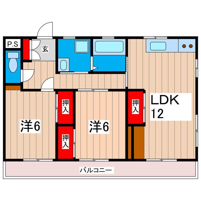 東多賀ヴィラ(2LDK/2階)の間取り写真