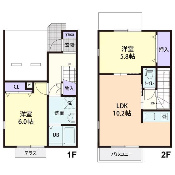 BREEZE TERRACE B(2LDK/1階)の間取り写真