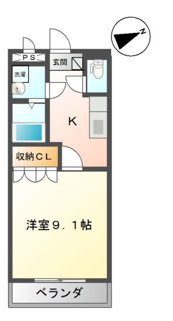 メゾンドゥーズ(1K/2階)の間取り写真