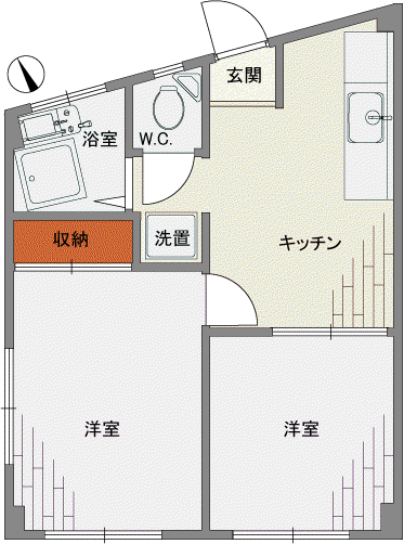 福島ハイツ(2K/1階)の間取り写真