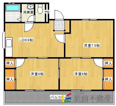 TRハイツ(3LDK/3階)の間取り写真