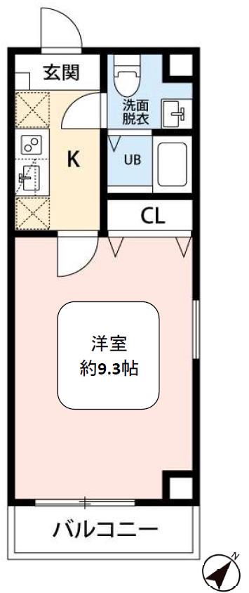 ヒルズ宮元町(1K/7階)の間取り写真