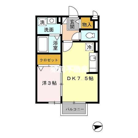 ミカハウスII(1DK/2階)の間取り写真