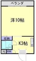 カレッジコート上原(1K/4階)の間取り写真