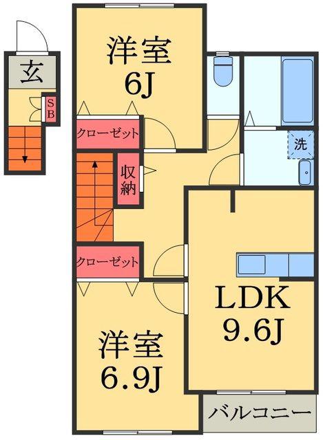 ネオ・ブリーズ(2LDK/2階)の間取り写真